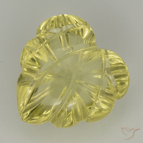6.85ct Naturale Giallo pallido Quarzo, Taglio a fiore, Trasparente