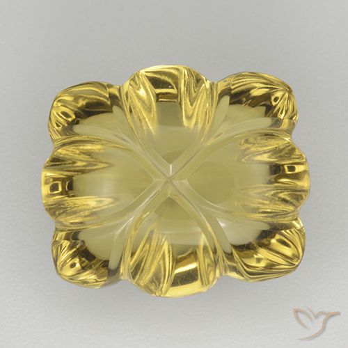 Quarzo Giallo chiaro naturale da 8.05 ct, Taglio a fiore, Trasparente