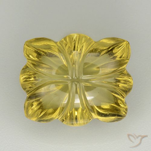 7.00ct Naturale Giallo intenso Quarzo, Taglio a fiore, Trasparente