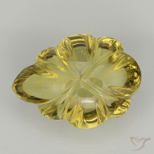 6.00ct Naturale Giallo brunastro Quarzo, Taglio a fiore, Trasparente