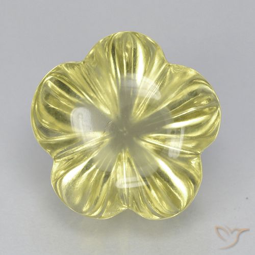6.56ct Naturale Giallo chiaro Quarzo, Taglio a fiore, Trasparente