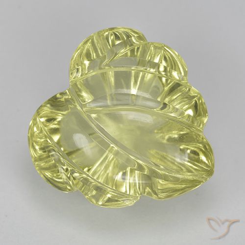7.36ct Naturale Giallo medio-chiaro Quarzo, Taglio a fiore, Trasparente