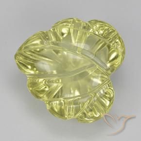 Quarzo Giallo medio-chiaro naturale da 7.36 ct, Taglio a fiore, Trasparente