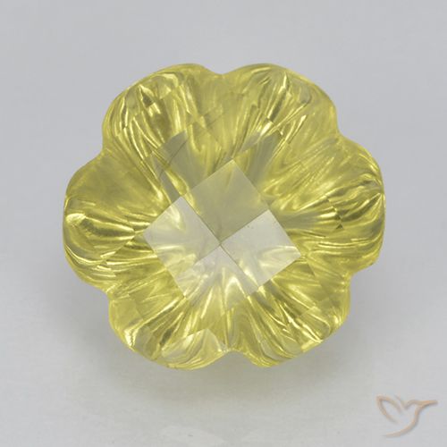 3.67ct Naturale Giallo chiaro Quarzo, Taglio a fiore, Trasparente