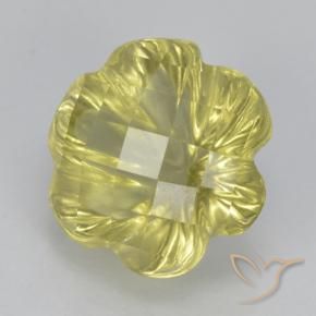 Quarzo Giallo chiaro naturale da 3.04 ct, Taglio a fiore, Trasparente