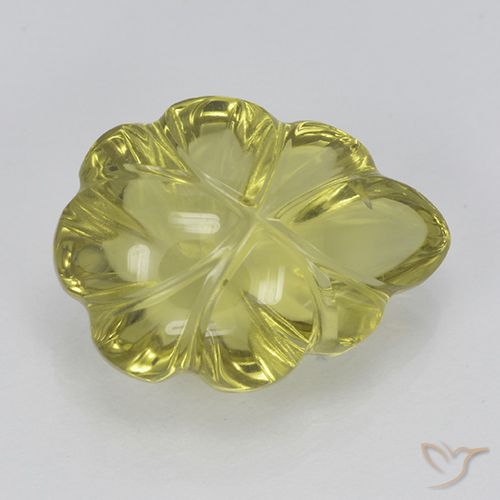 5.61ct Naturale Giallo Ananas Chiaro Quarzo, Taglio a fiore, Trasparente