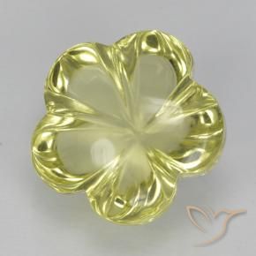 Quarzo Giallo verdastro naturale da 5.28 ct, Taglio a fiore, Trasparente