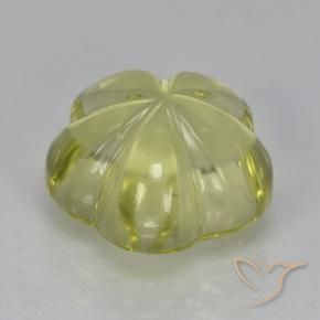 Quarzo Giallo verdastro naturale da 5.28 ct, Taglio a fiore, Trasparente