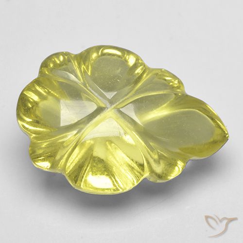 Quarzo Giallo verdastro naturale da 4.16 ct, Taglio a fiore, Trasparente