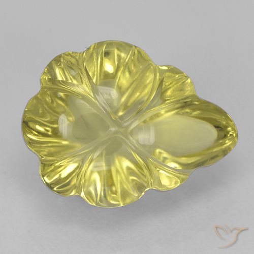 4.28ct Naturale Giallo Ananas Chiaro Quarzo, Taglio a fiore, Trasparente