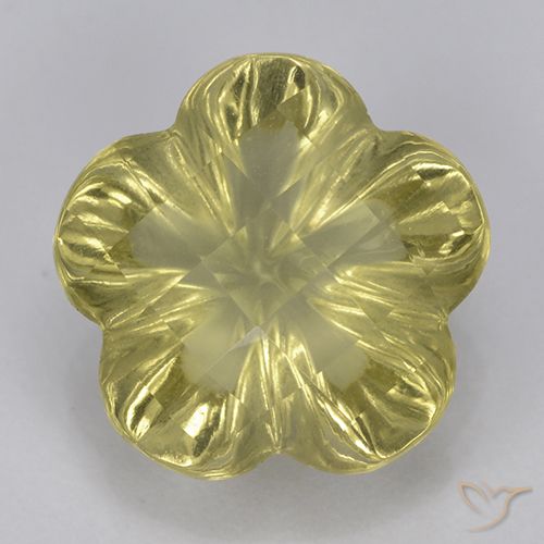 3.23ct Naturale Giallo chiaro Quarzo, Taglio a fiore, Trasparente