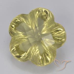Quarzo Giallo chiaro naturale da 3.23 ct, Taglio a fiore, Trasparente