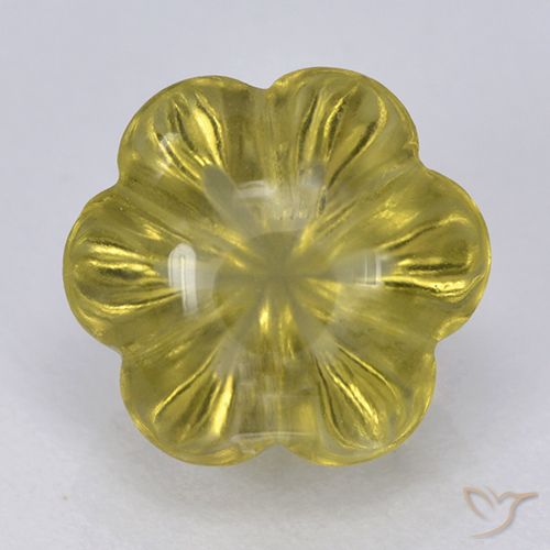 2.50ct Naturale Giallo medio-chiaro Quarzo, Taglio a fiore, Trasparente
