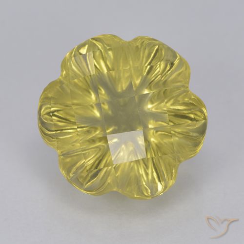 3.55ct Naturale Giallo dorato chiaro Quarzo, Taglio a fiore, Trasparente