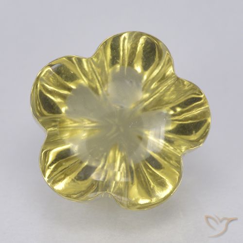 4.47ct Naturale Giallo medio-chiaro Quarzo, Taglio a fiore, Trasparente