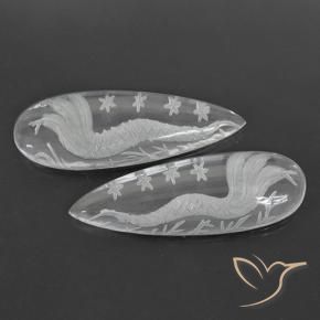 Gemme di Quarzo Bianco trasparente naturale da 37.02 ct, Forma a pera, Trasparente