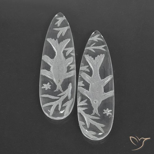 29.51ctw Naturale Bianco trasparente Quarzo, Forma a pera, Trasparente