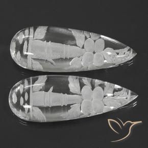 Gemme di Quarzo Bianco trasparente naturale da 125.34 ct, Forma a pera, Trasparente