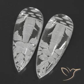 Gemme di Quarzo Bianco trasparente naturale da 125.34 ct, Forma a pera, Trasparente