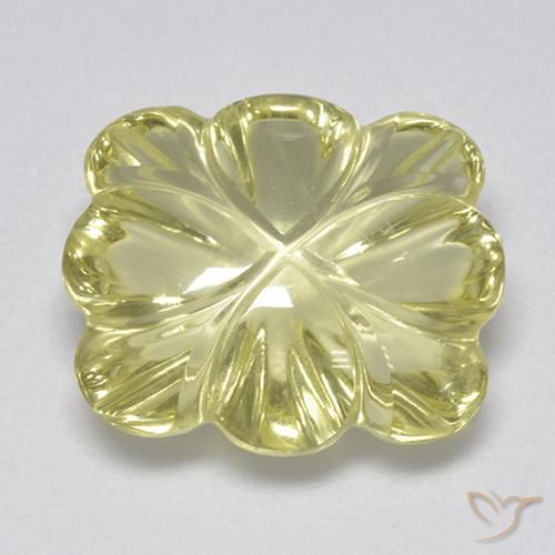 6.87ct Naturale Giallo chiaro verdastro Quarzo, Taglio a fiore, Trasparente, Photo A