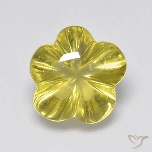 2.99ct Naturale Giallo intenso Quarzo, Taglio a fiore, Trasparente