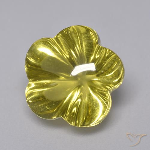 Quarzo Giallo medio naturale da 7.11 ct, Taglio a fiore, Trasparente
