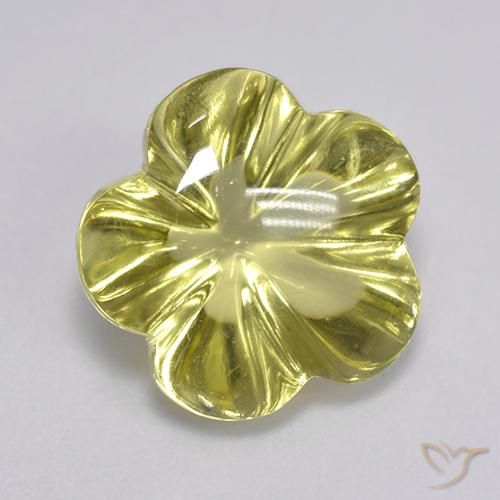 Quarzo Giallo chiaro naturale da 6.36 ct, Taglio a fiore, Trasparente