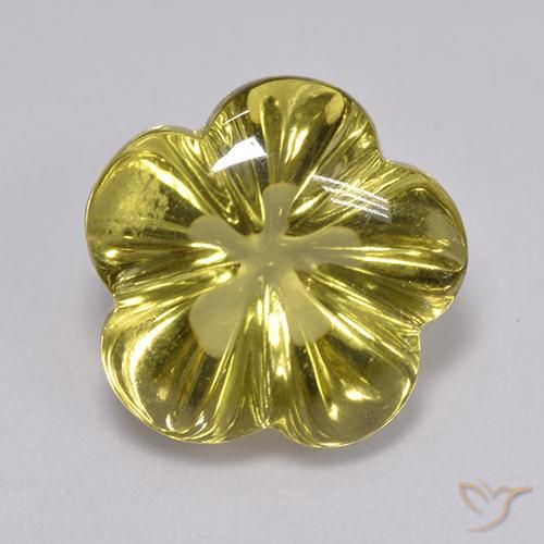 6.81ct Naturale Giallo chiaro Quarzo, Taglio a fiore, Trasparente