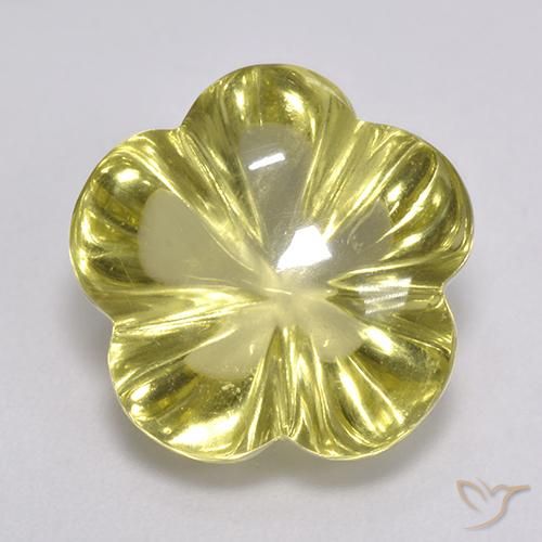 8.37ct Naturale Giallo Ananas Chiaro Quarzo, Taglio a fiore, Trasparente