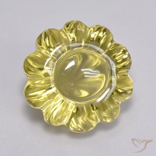 7.69ct Naturale Giallo dorato chiaro Quarzo, Taglio a fiore, Trasparente