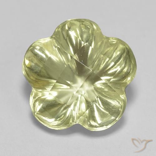 3.42ct Naturale Giallo chiaro Quarzo, Taglio a fiore, Trasparente
