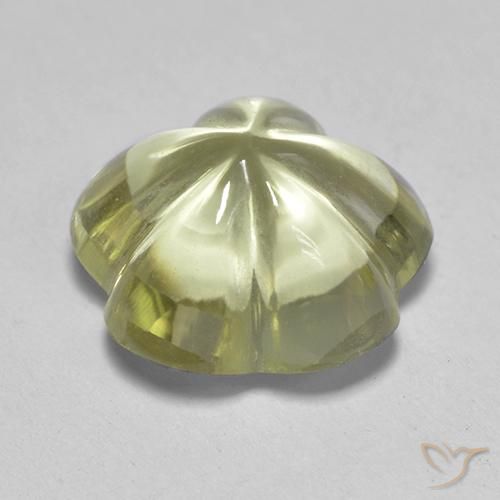 Quarzo Giallo chiaro naturale da 3.42 ct, Taglio a fiore, Trasparente