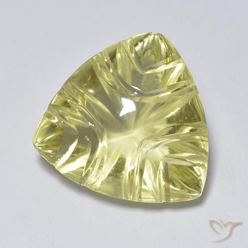 Quarzo Giallo chiaro naturale da 6.45 ct, Taglio trillion, Trasparente