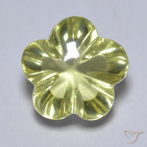 4.69ct Naturale Giallo verde Quarzo, Taglio a fiore, Trasparente, Photo A