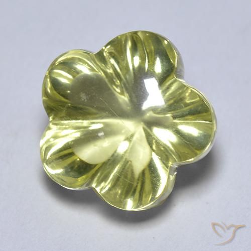 Quarzo Giallo verde naturale da 4.69 ct, Taglio a fiore, Trasparente