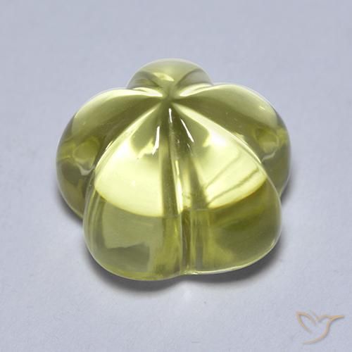Quarzo Giallo verde naturale da 4.69 ct, Taglio a fiore, Trasparente