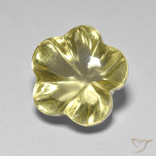Quarzo Giallo dorato chiaro naturale da 4.40 ct, Taglio a fiore, Trasparente