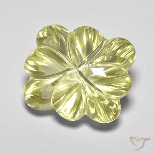 Quarzo Giallo medio-chiaro naturale da 8.40 ct, Taglio a fiore, Trasparente