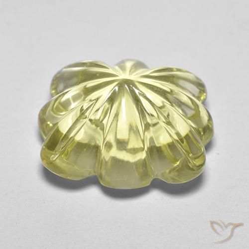 Quarzo Giallo medio-chiaro naturale da 8.40 ct, Taglio a fiore, Trasparente