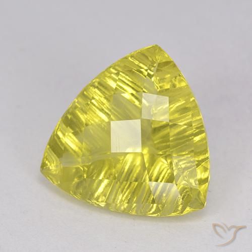 Quarzo Bombo Giallo naturale da 5.51 ct, Taglio trillion, Trasparente