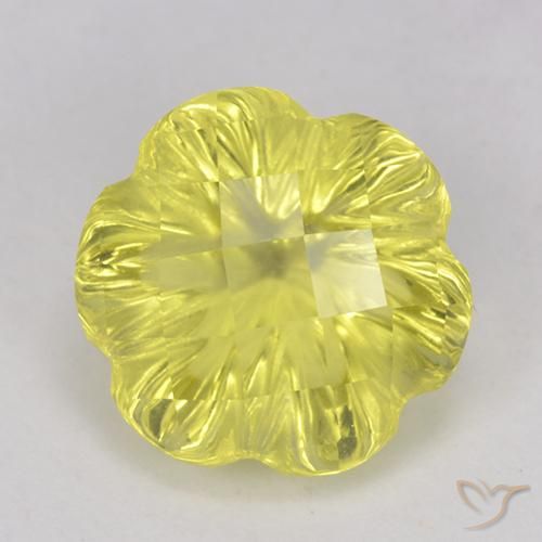 3.29ct Naturale Giallo chiaro Quarzo, Taglio a fiore, Trasparente