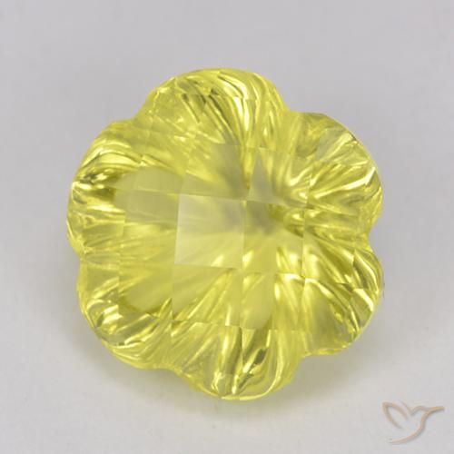 Quarzo Giallo chiaro naturale da 3.29 ct, Taglio a fiore, Trasparente