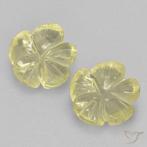 Gemme di Quarzo Giallo pallido naturale da 3.12 ct, Taglio a fiore, Trasparente