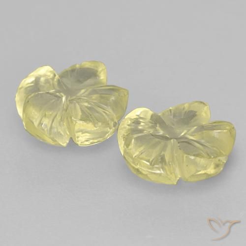 Gemme di Quarzo Giallo pallido naturale da 3.12 ct, Taglio a fiore, Trasparente
