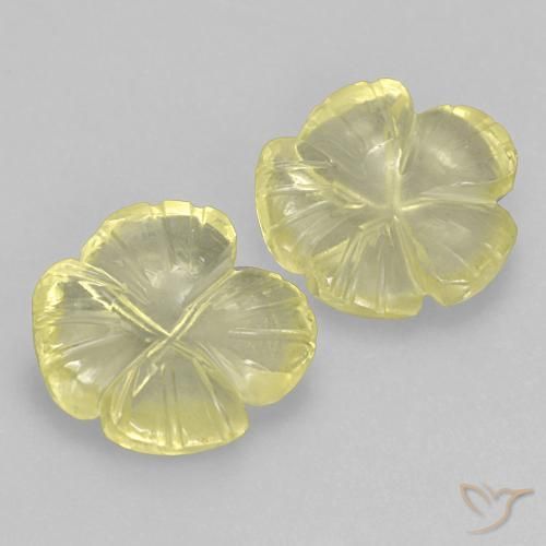 Gemme di Quarzo Giallo Ananas Chiaro naturale da 5.97 ct, Taglio a fiore, Trasparente