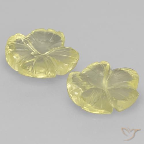 Gemme di Quarzo Giallo Ananas Chiaro naturale da 5.97 ct, Taglio a fiore, Trasparente