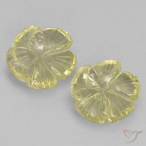 4.21ctw Naturale Giallo medio-chiaro Quarzo, Taglio a fiore, Trasparente
