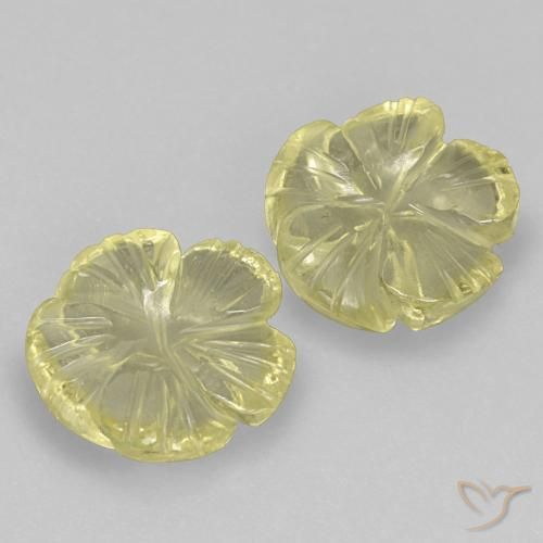 Gemme di Quarzo Giallo medio-chiaro naturale da 4.21 ct, Taglio a fiore, Trasparente