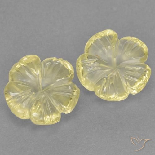 Gemme di Quarzo Laguna Gialla naturale da 4.54 ct, Taglio a fiore, Trasparente
