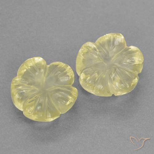 4.24ctw Naturale Giallo pallido Quarzo, Taglio a fiore, Trasparente